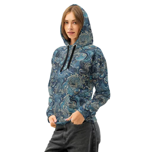 Tidal Arabesque on a Cotton Hoodie
