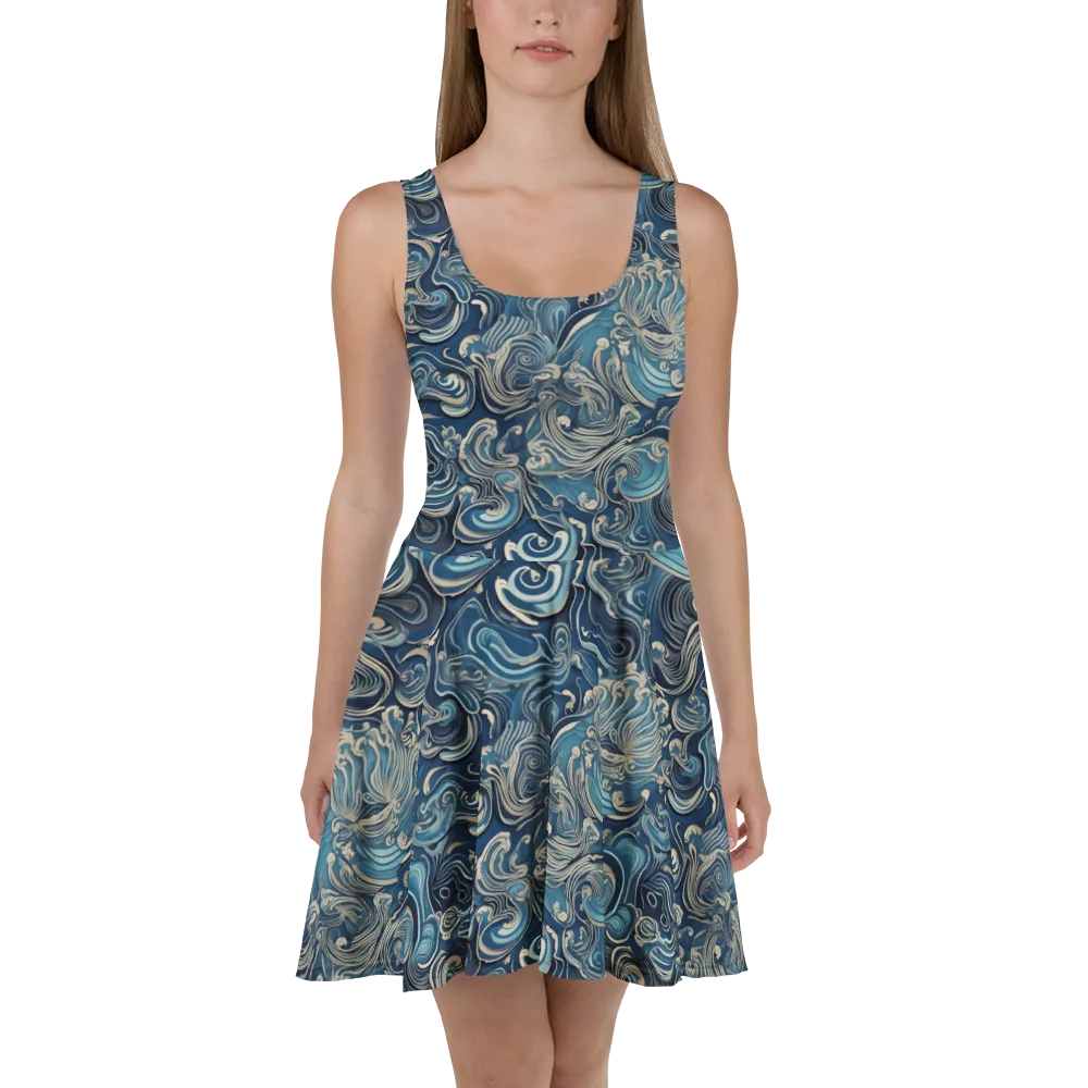 Tidal Arabesque on Skater Dress — Front