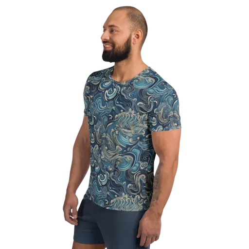 Tidal Arabesque on a Men's Athletic T-Shirt