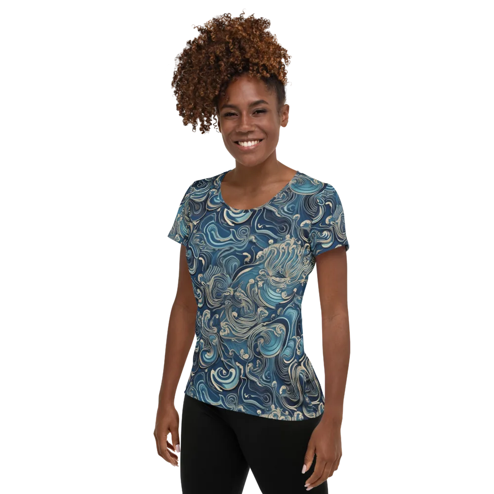 Tidal Arabesque on Women's Athletic T-Shirt — Left