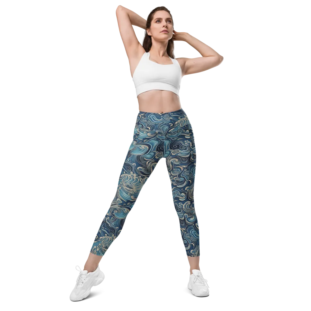 Tidal Arabesque on Leggings with Pockets — Front
