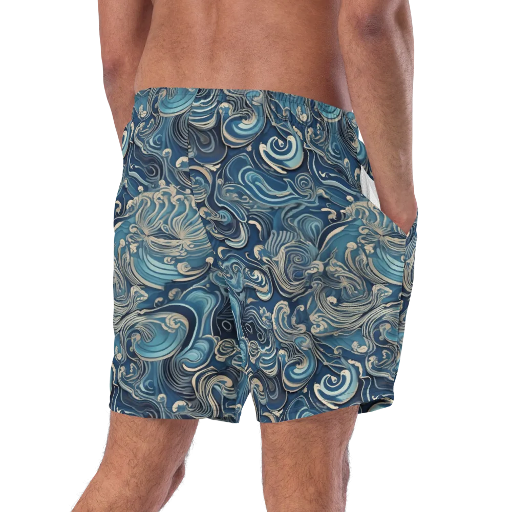 Tidal Arabesque on Swim Trunks — Right Back