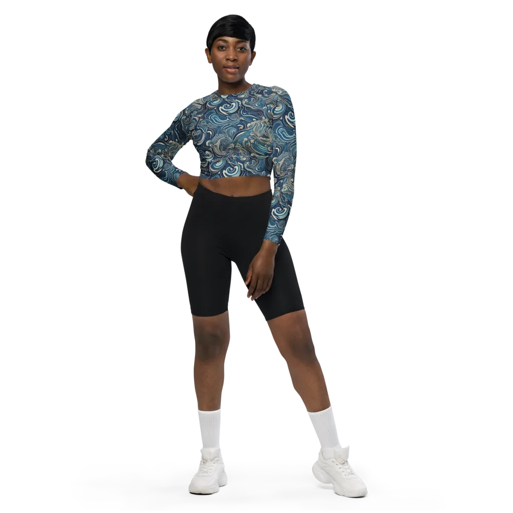Tidal Arabesque on Long Sleeve Crop Top — Front