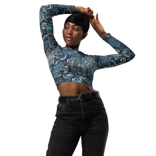Tidal Arabesque on a Long Sleeve Crop Top