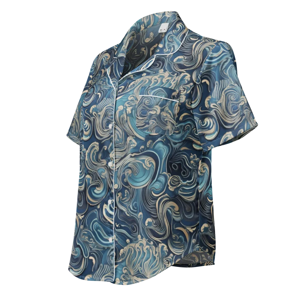 Tidal Arabesque on Women's Short Sleeve Pajama Top — Left Front