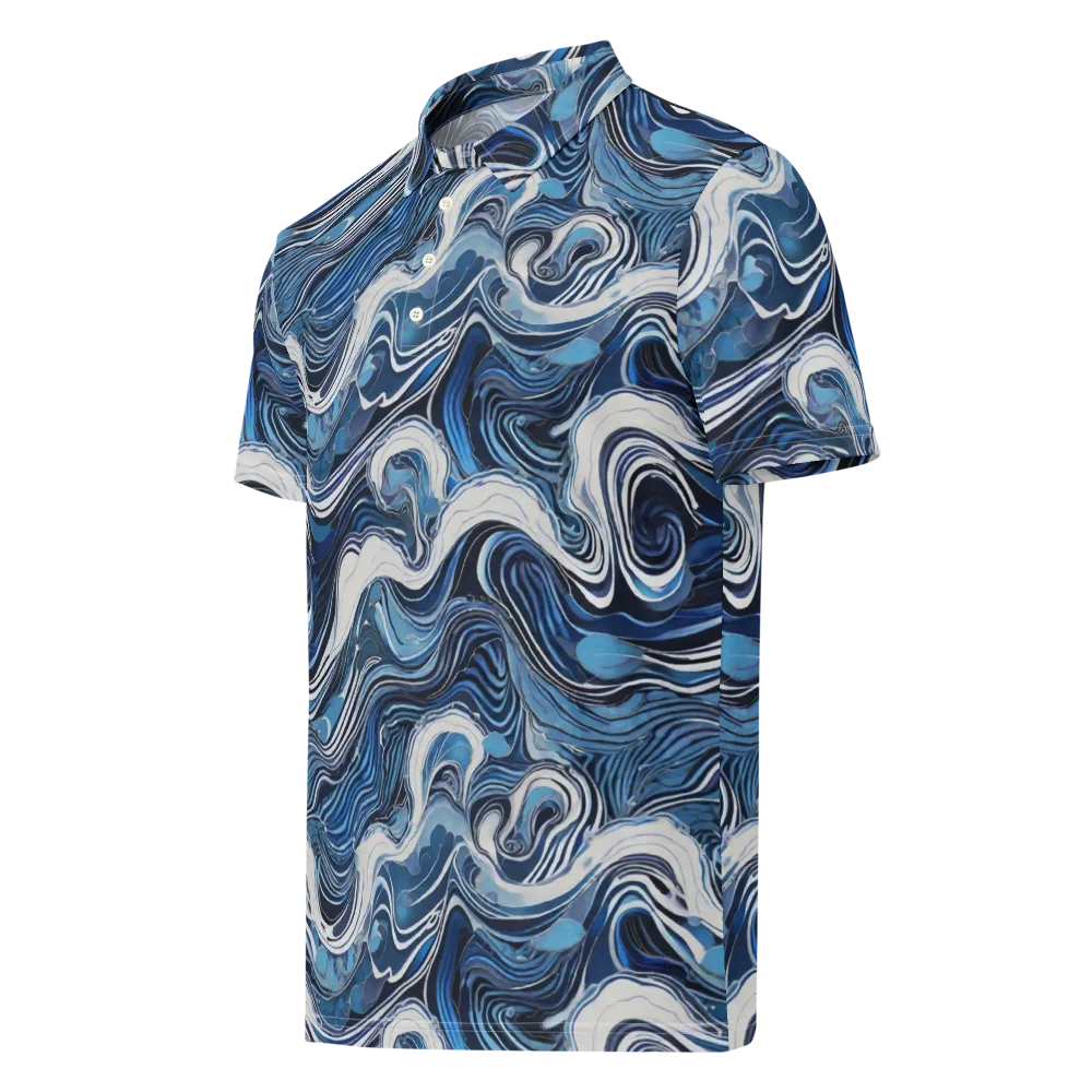 Tidal Marble on Men's Slim Fit Polo Shirt — Left Front