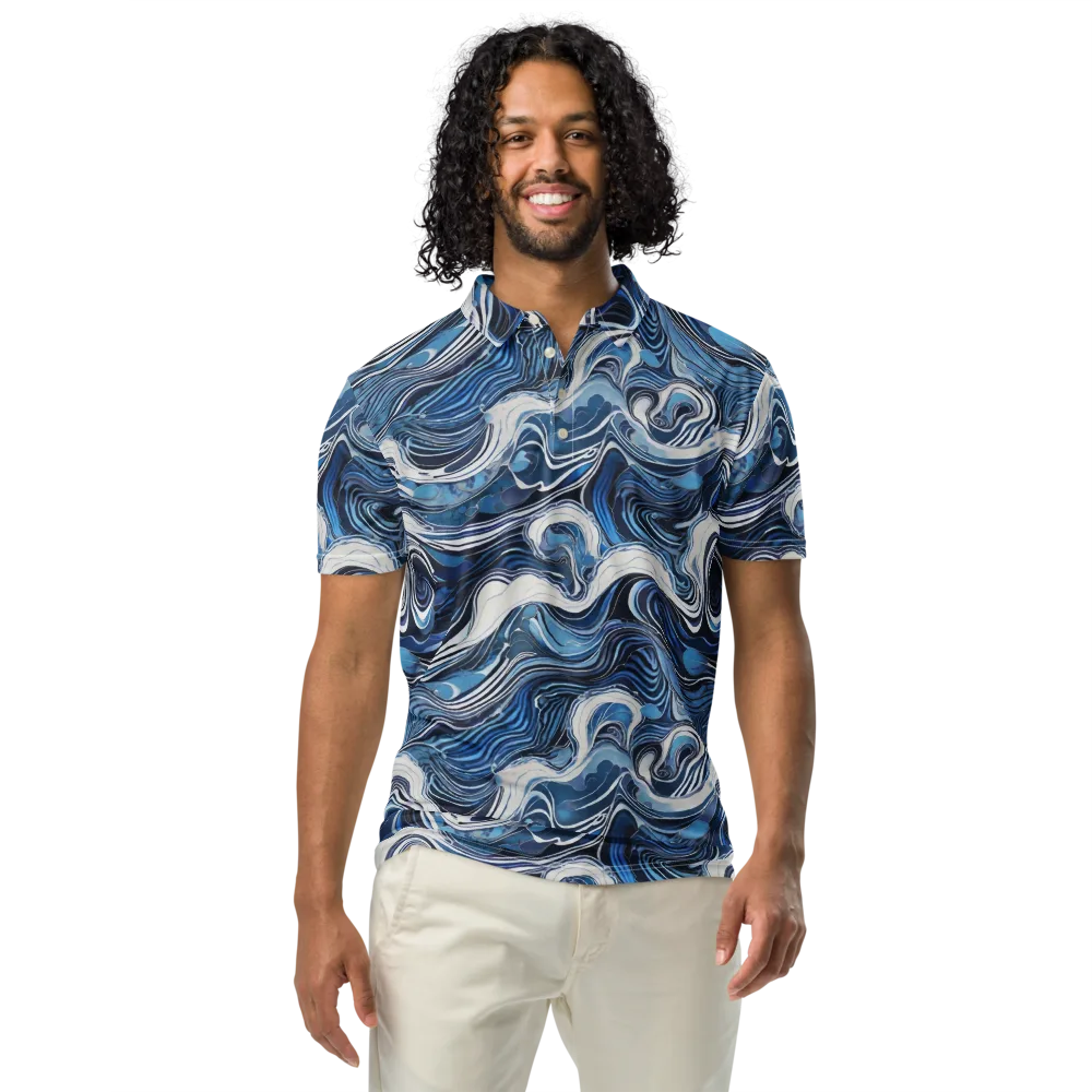 Tidal Marble on Men's Slim Fit Polo Shirt — Front