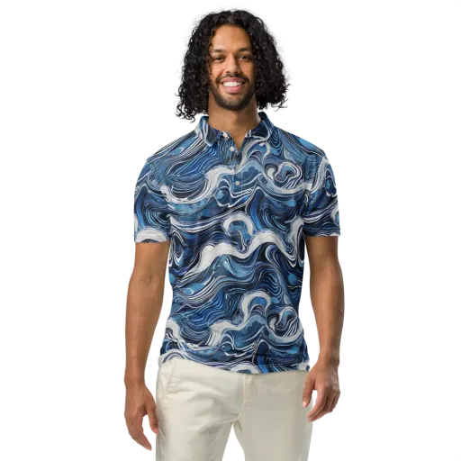 Tidal Marble on a Men's Slim Fit Polo Shirt