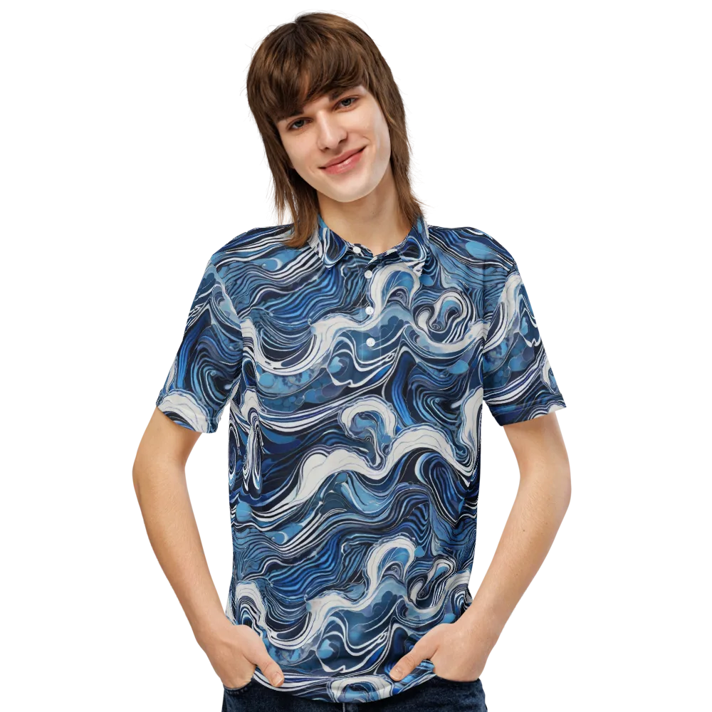 Tidal Marble on Men's Slim Fit Polo Shirt — Front