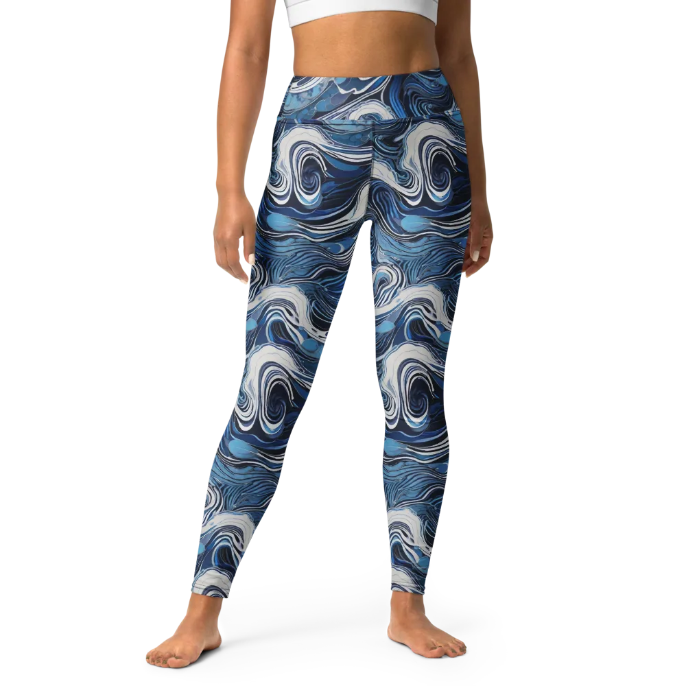 Tidal Marble on Yoga Leggings — Front