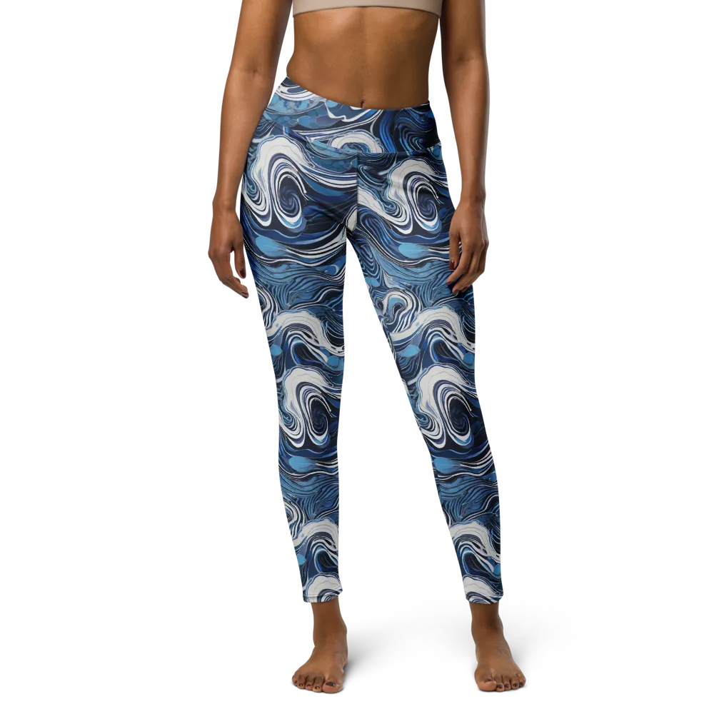 Tidal Marble on Yoga Leggings — Front