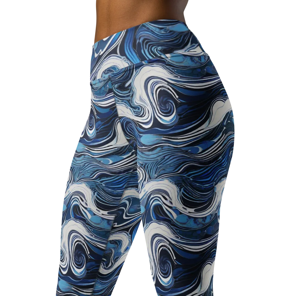 Tidal Marble on Yoga Leggings — Left Front