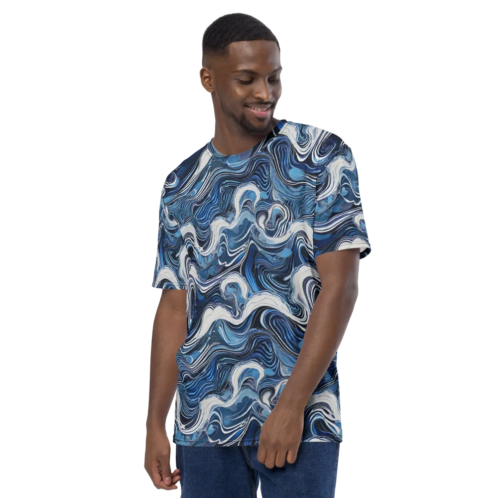 Tidal Marble on Men's Crew Neck T-Shirt — Left