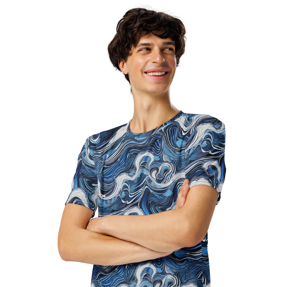 Tidal Marble on Men's Crew Neck T-Shirt — Left Front