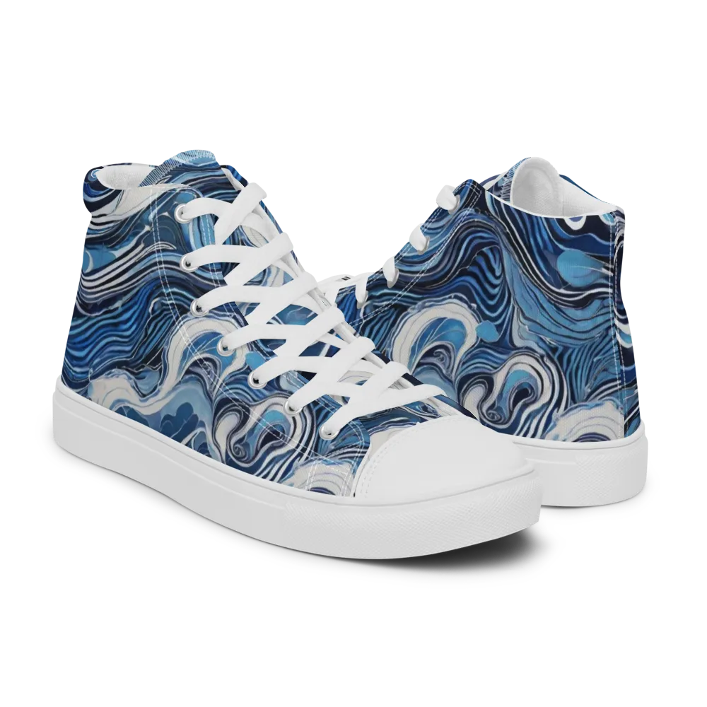 Tidal Marble on Men's High Top Canvas Shoes — Right