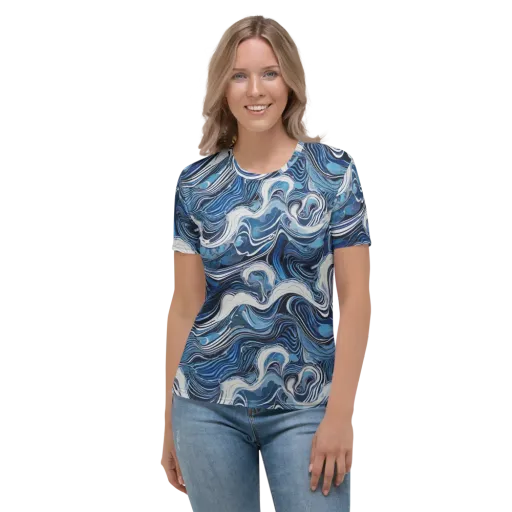 Tidal Marble on a Women's Crew Neck T-Shirt