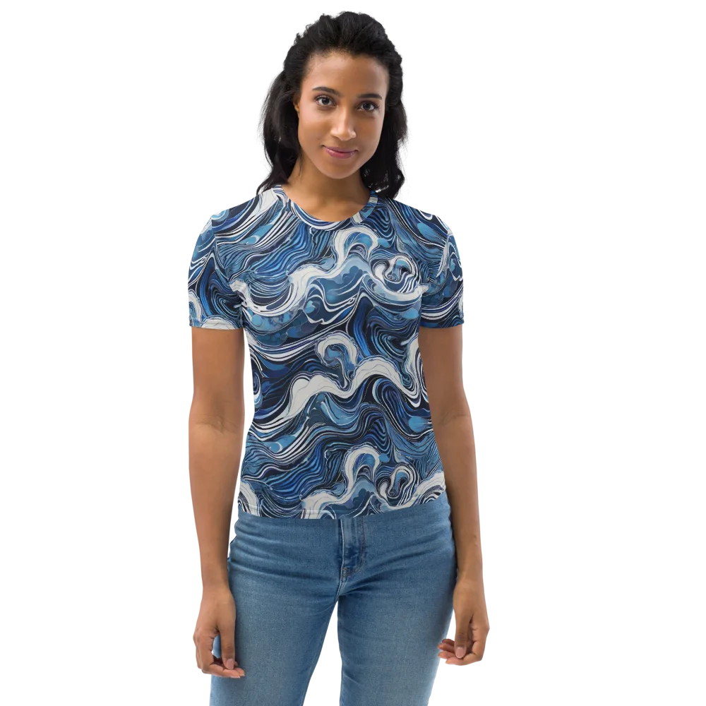 Tidal Marble on Women's Crew Neck T-Shirt — Front