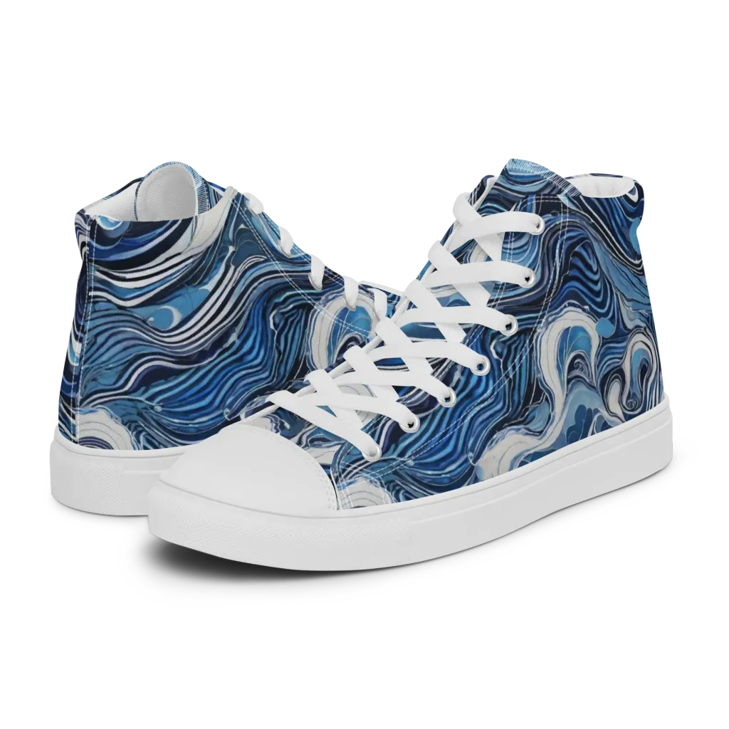 Tidal Marble on Women's High Top Canvas Shoes — Left