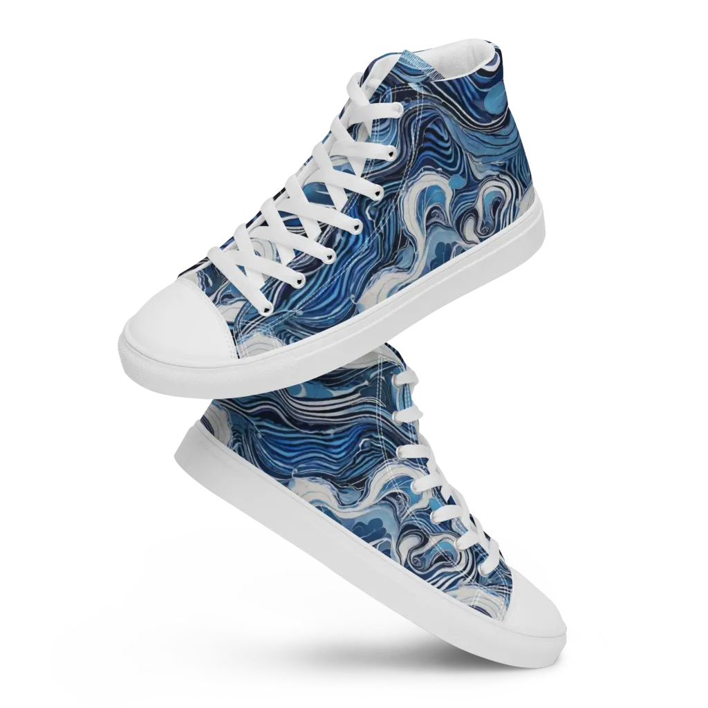 Tidal Marble on Women's High Top Canvas Shoes — Front
