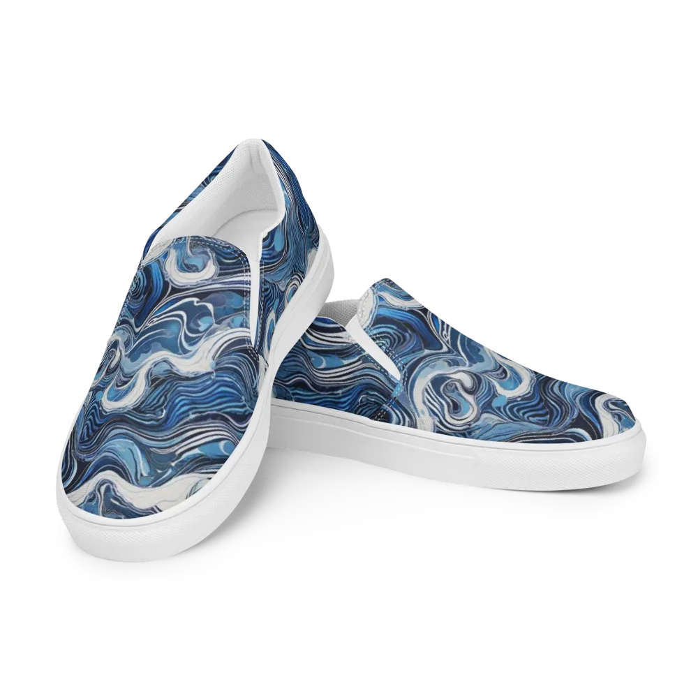 Tidal Marble on Men's Slip-On Canvas Shoes — Left Front