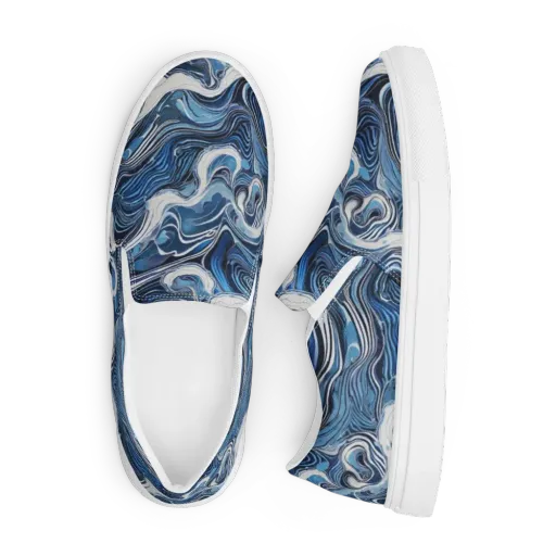 Tidal Marble on a Men's Slip-On Canvas Shoes