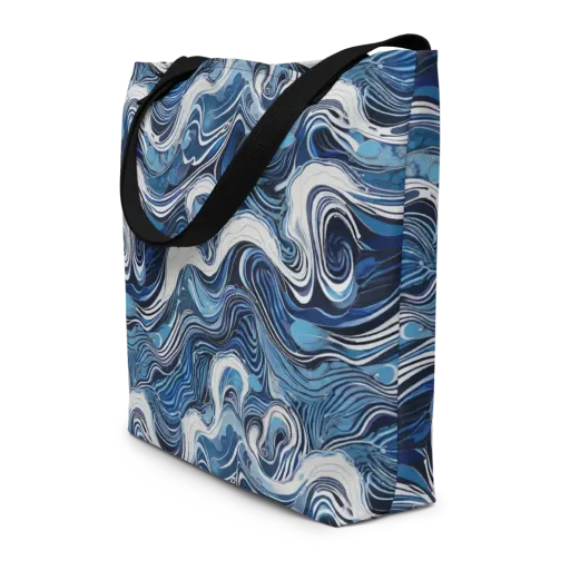 Tidal Marble on a Large Tote Bag W/ Pocket