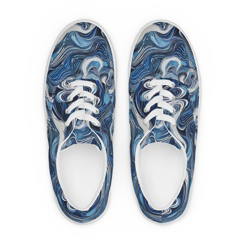 Tidal Marble on Men's Lace-Up Canvas Shoes — Front