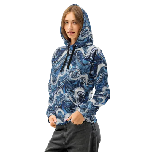 Tidal Marble on a Cotton Hoodie