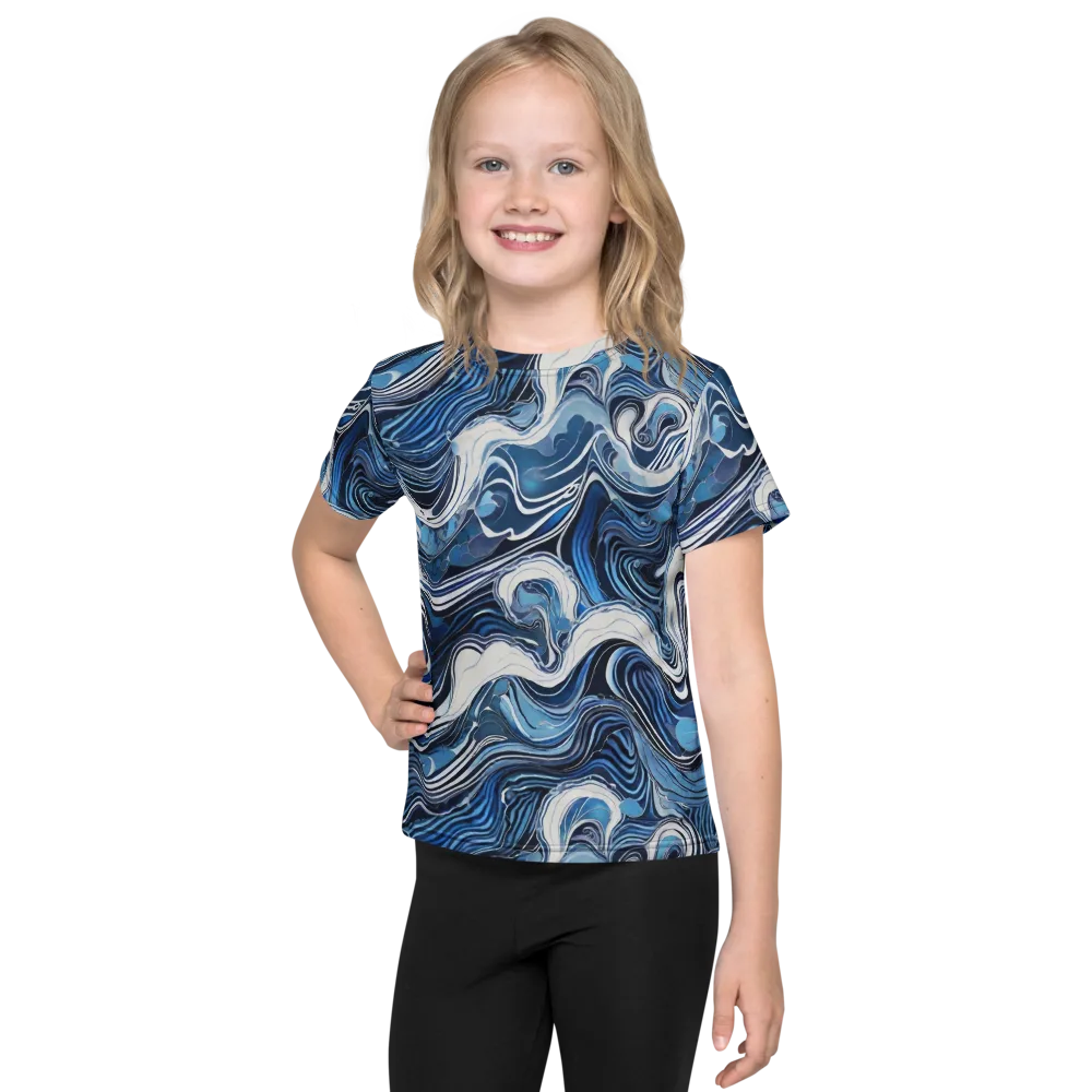 Tidal Marble on Kids Crew Neck T-Shirt — Front