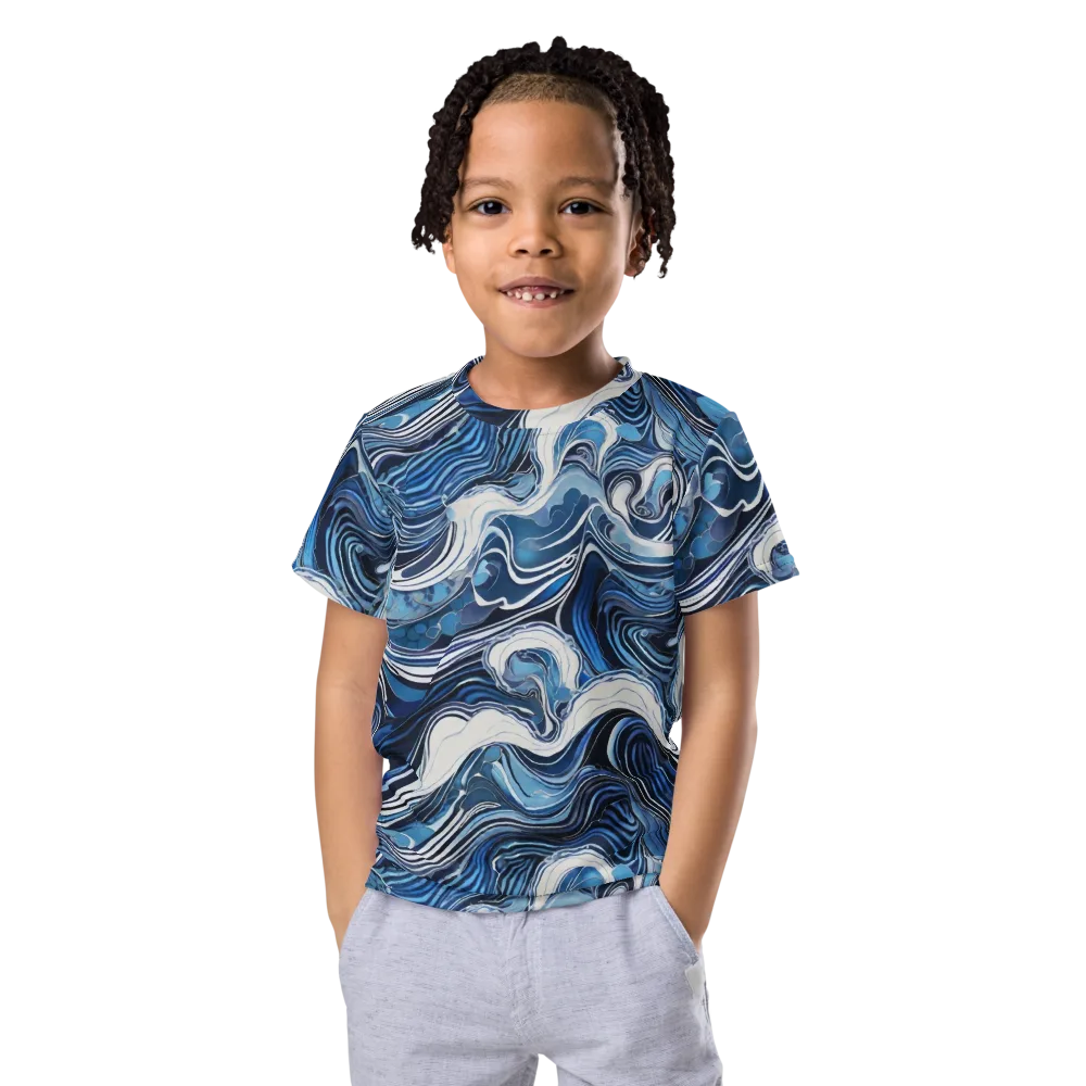 Tidal Marble on Kids Crew Neck T-Shirt — Front