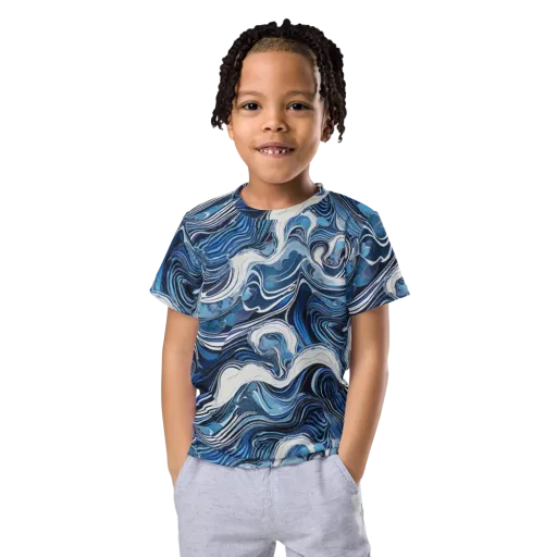 Tidal Marble on a Kids Crew Neck T-Shirt