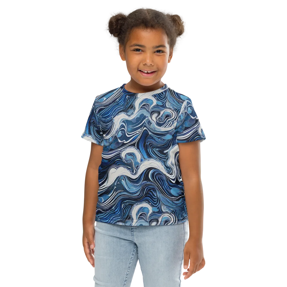 Tidal Marble on Kids Crew Neck T-Shirt — Front