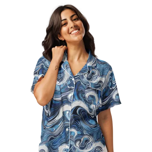 Tidal Marble on a Women's Short Sleeve Pajama Top