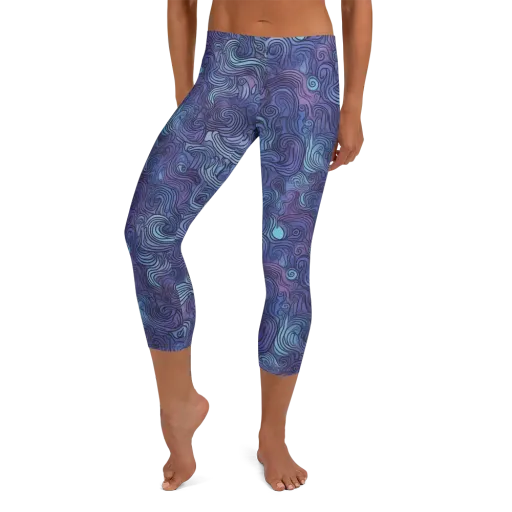 Blue Hour Waves on a Capri Leggings