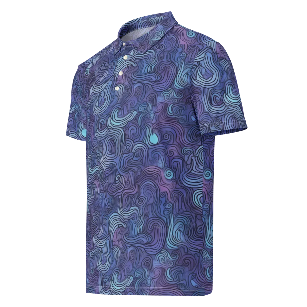 Blue Hour Waves on Men's Slim Fit Polo Shirt — Left Front