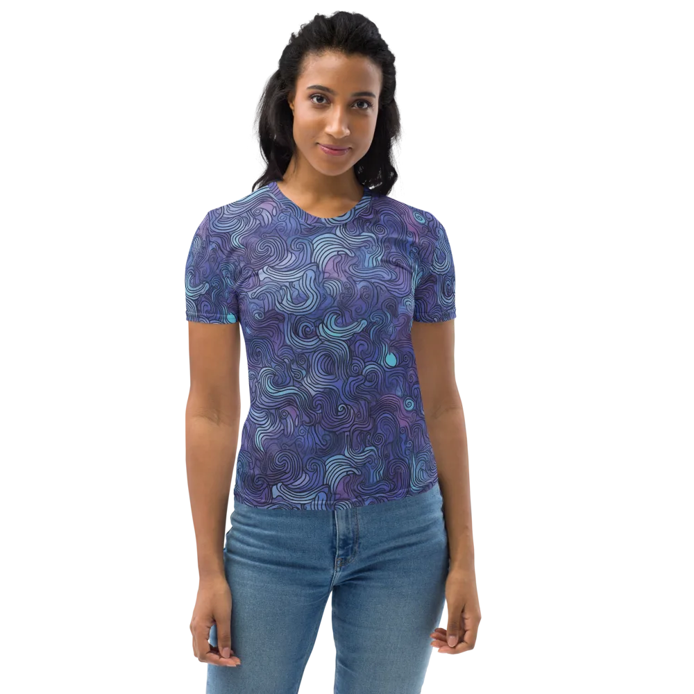 Blue Hour Waves on Women's Crew Neck T-Shirt — Front