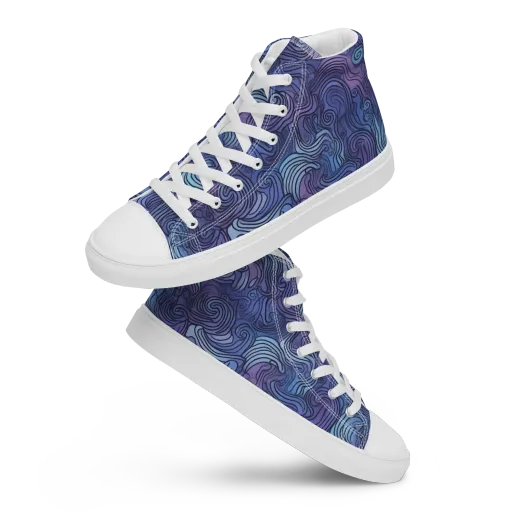Blue Hour Waves on a Women's High Top Canvas Shoes