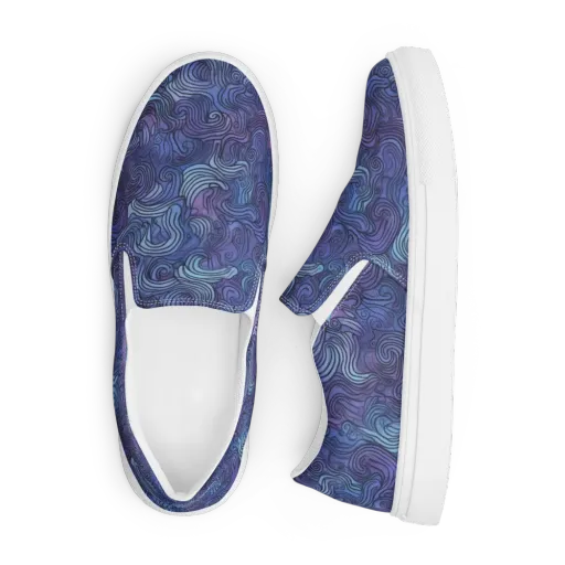 Blue Hour Waves on a Men's Slip-On Canvas Shoes