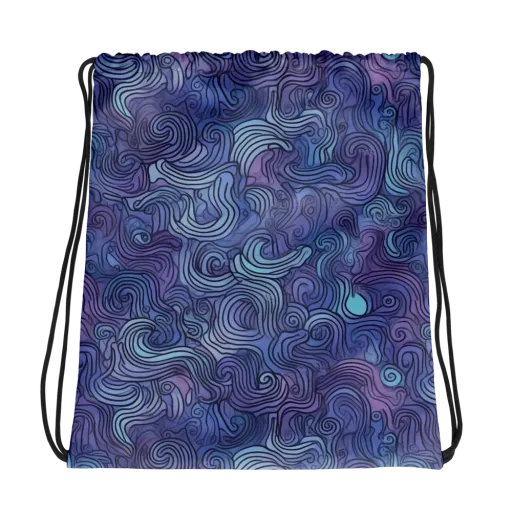 Blue Hour Waves on a Drawstring Bag