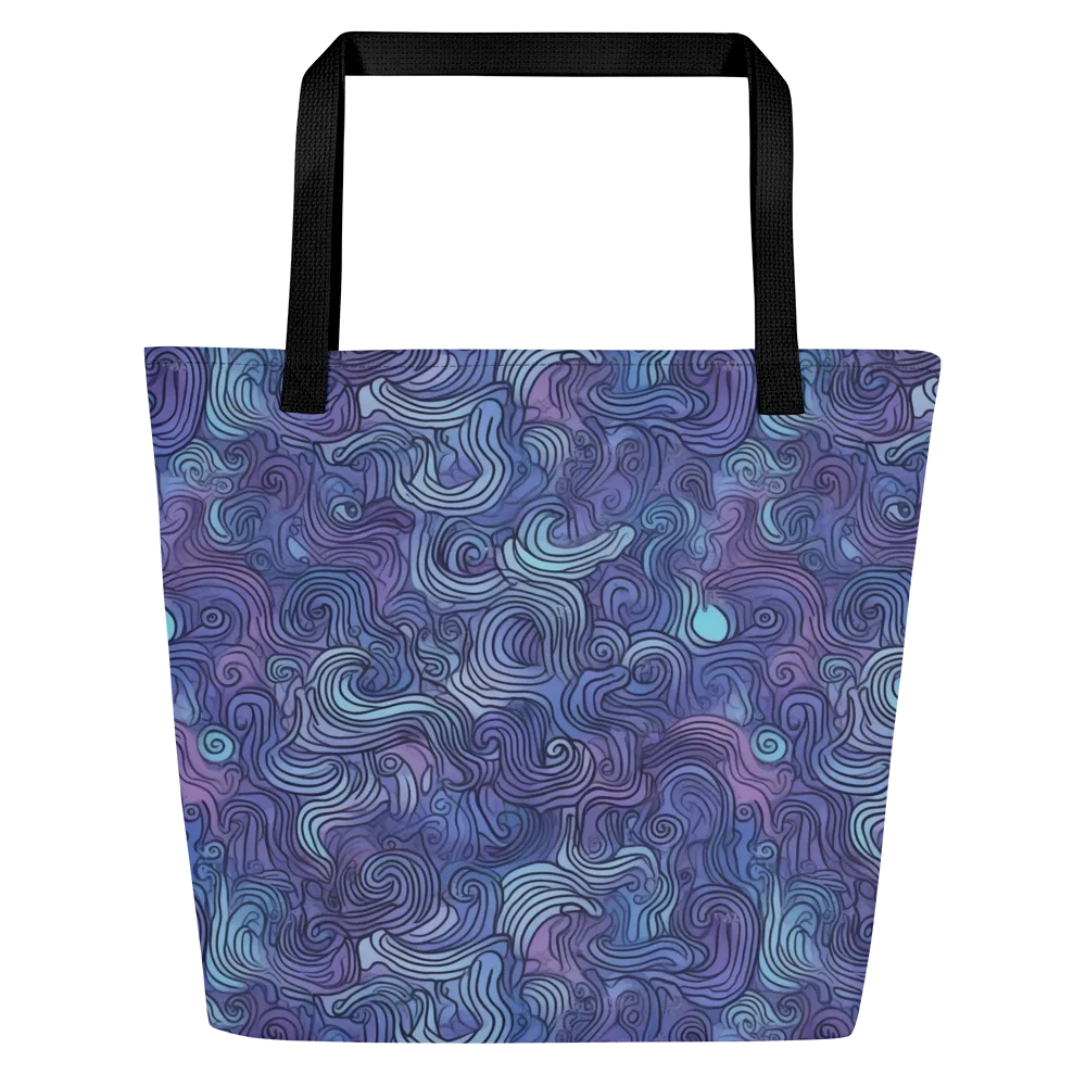 Blue Hour Waves on Large Tote Bag W/ Pocket — Front