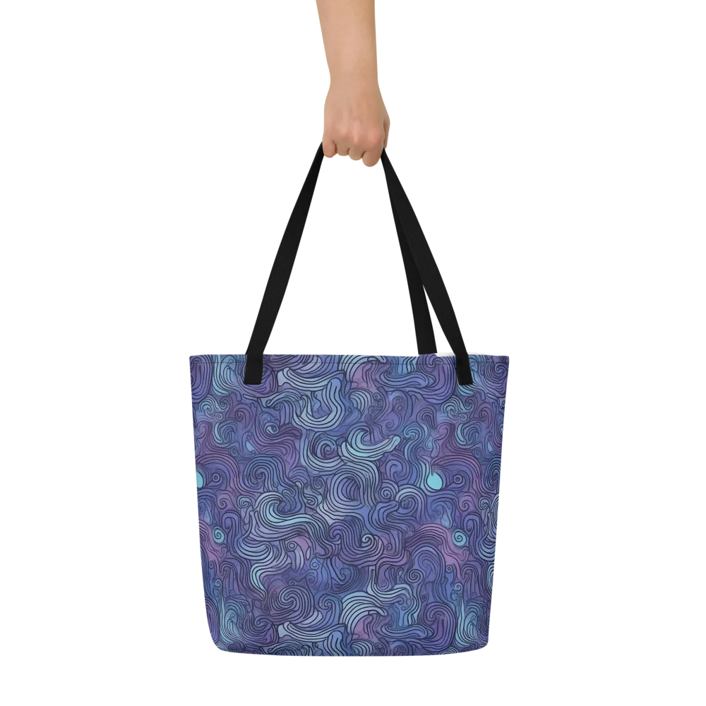 Blue Hour Waves on Large Tote Bag W/ Pocket — Front
