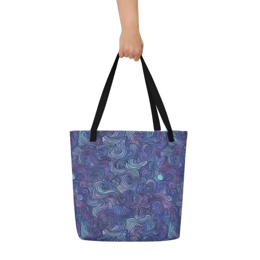 Blue Hour Waves on a Large Tote Bag W/ Pocket