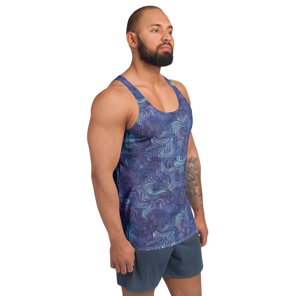 Blue Hour Waves on Men's Tank Top — Right Front