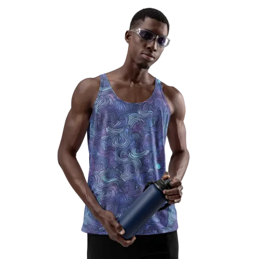 Blue Hour Waves on a Men's Tank Top