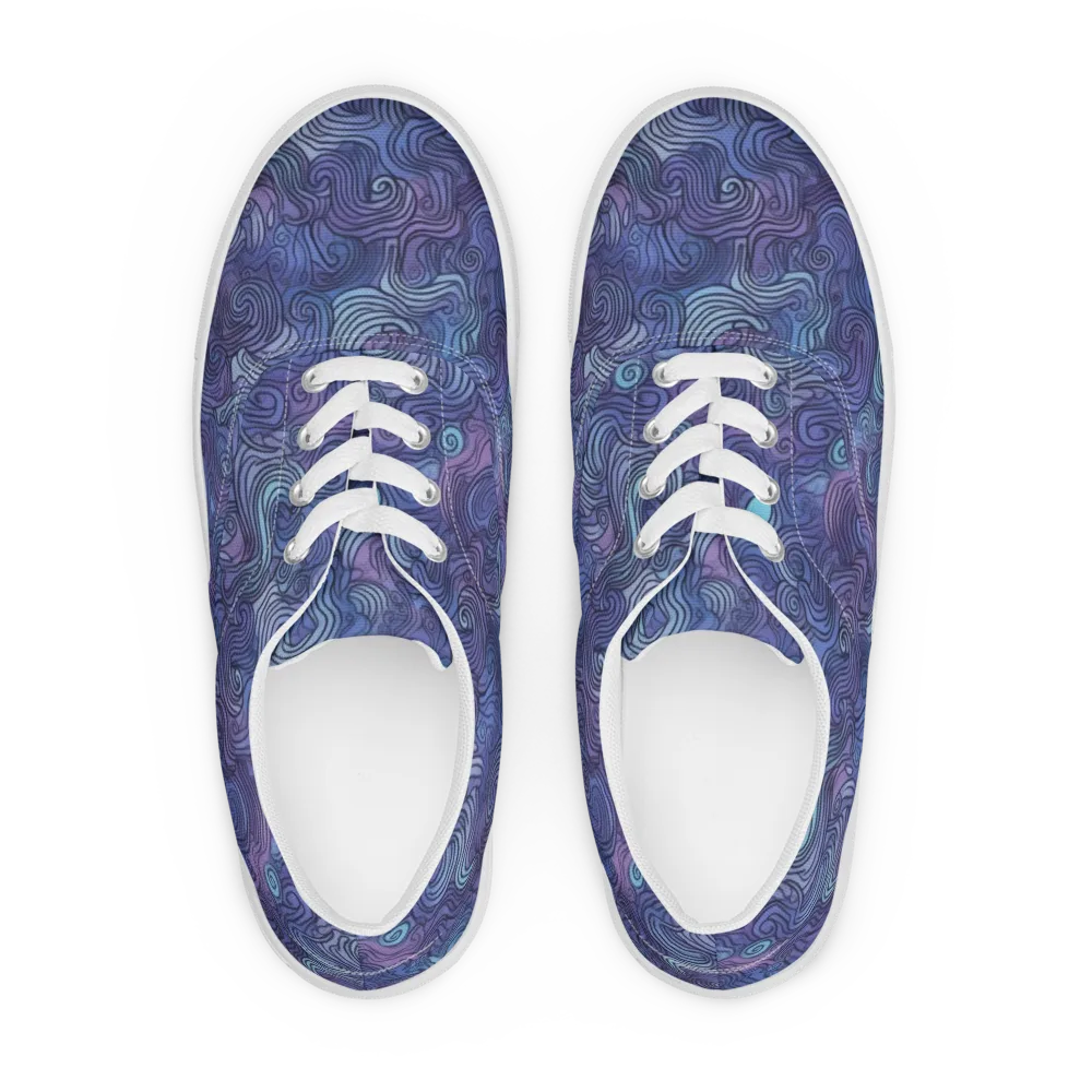 Blue Hour Waves on Men's Lace-Up Canvas Shoes — Front