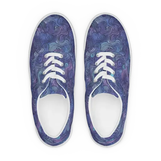 Blue Hour Waves on a Men's Lace-Up Canvas Shoes