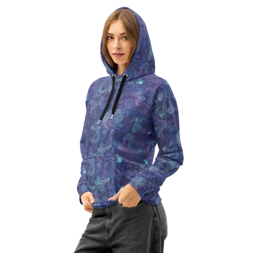 Blue Hour Waves on a Cotton Hoodie