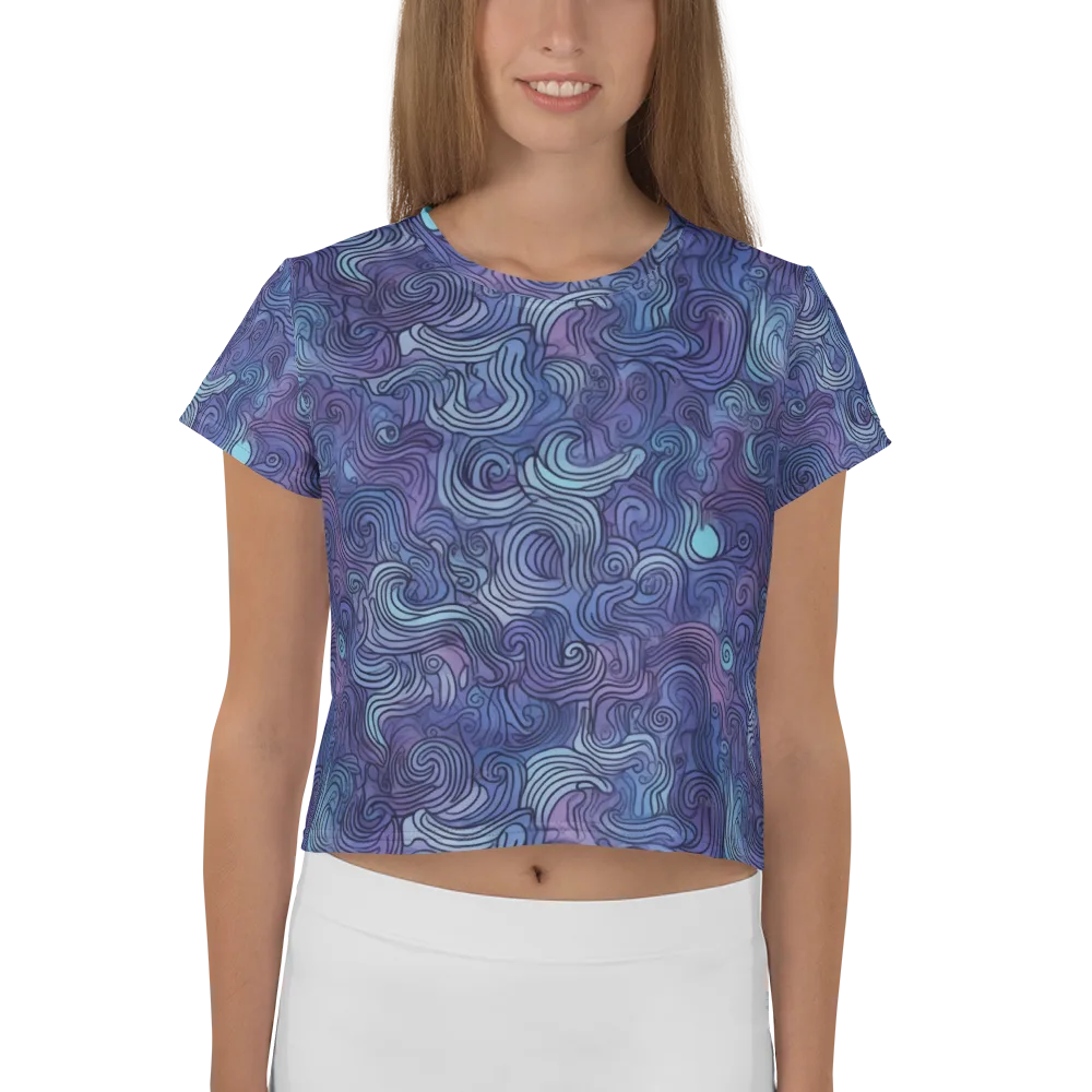 Blue Hour Waves on Crop Tee — Front