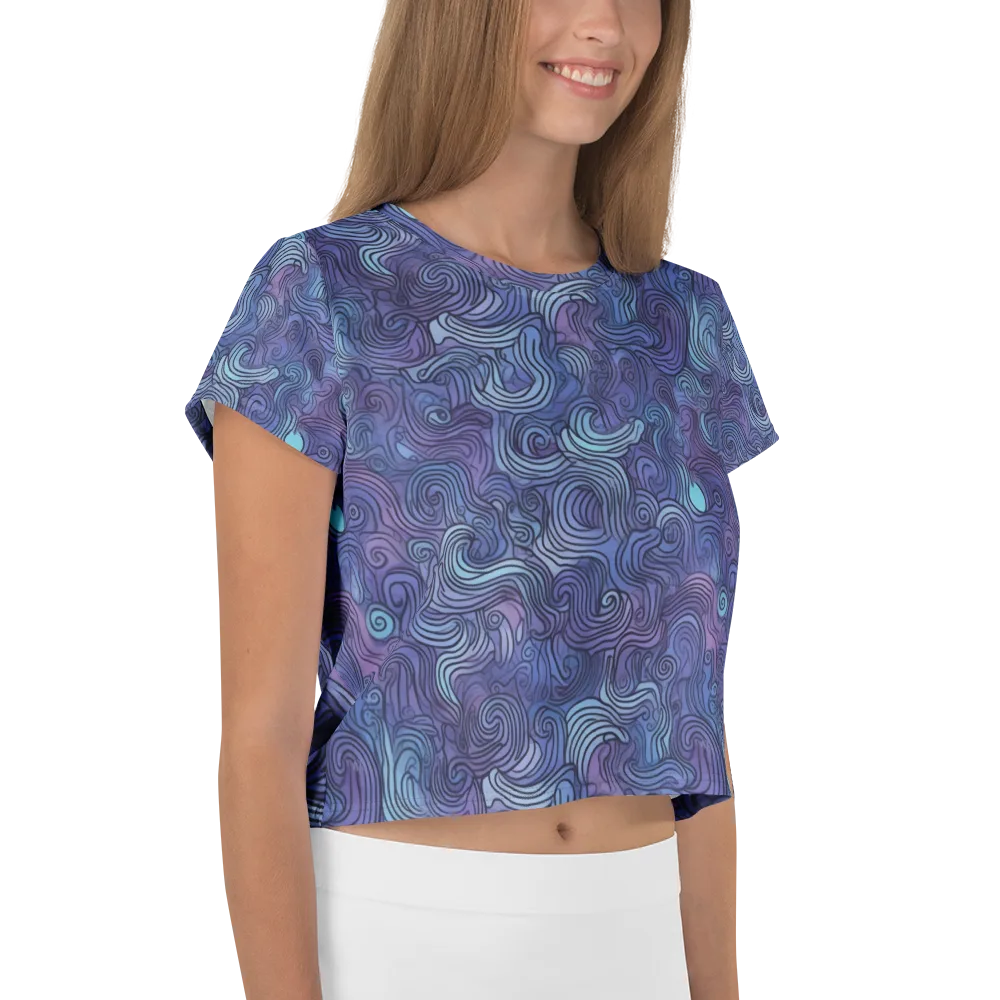 Blue Hour Waves on Crop Tee — Right