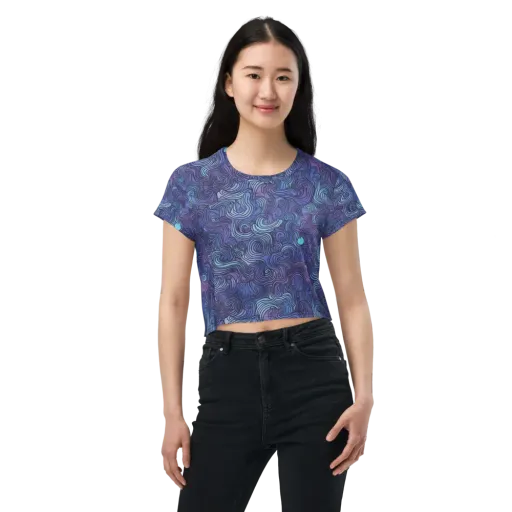 Blue Hour Waves on a Crop Tee
